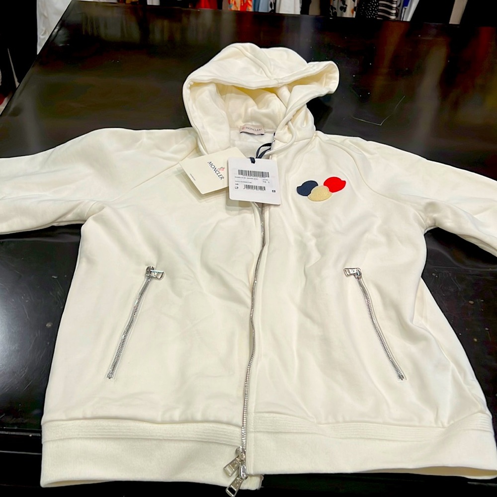 MONCLER- Ivory sweater zipper jacket size large
